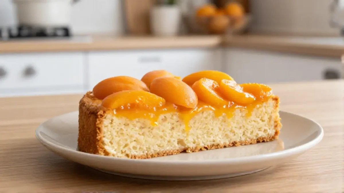 Saftiger Aprikosenkuchen, der in der Heißluftfritteuse perfekt gebacken ist.