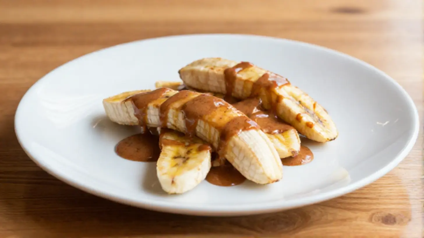 Leckere gebackene Banane mit Zimtquark, zubereitet im Airfryer für einen gesunden Snack.