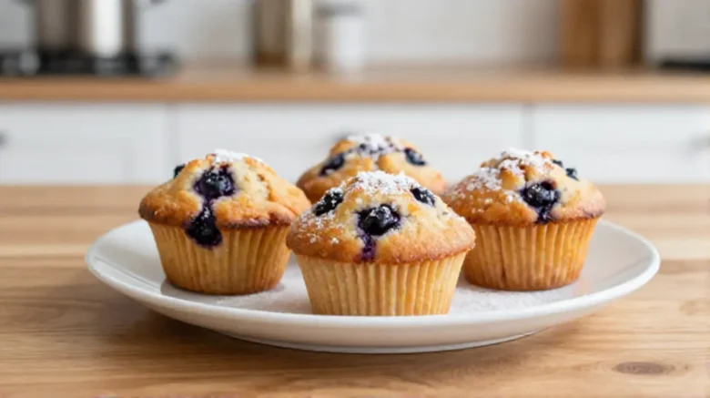 Saftige Heidelbeer-Muffins aus der Heißluftfritteuse, perfekt für jeden Snack.