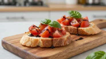 Leckere knusprige Bruschetta, perfekt zubereitet im Airfryer.