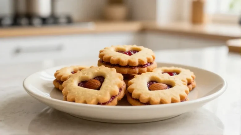 Leckere Linzer Plätzchen, perfekt zubereitet im Airfryer für einen gesunden Genuss.