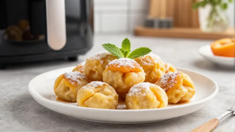 Leckere Marillenknödel, perfekt zubereitet im Airfryer für den idealen Genuss.
