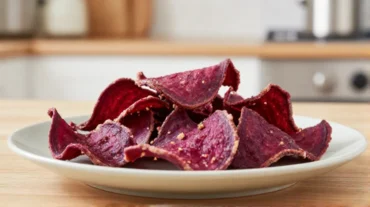 Leckere Rote Bete Chips, perfekt zubereitet im Airfryer für einen gesunden Snack.