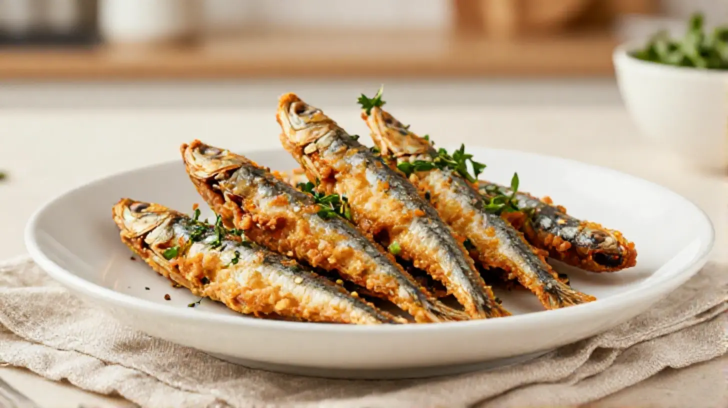 Leckere Sardinen aus dem Airfryer, knusprig und voll im Geschmack.
