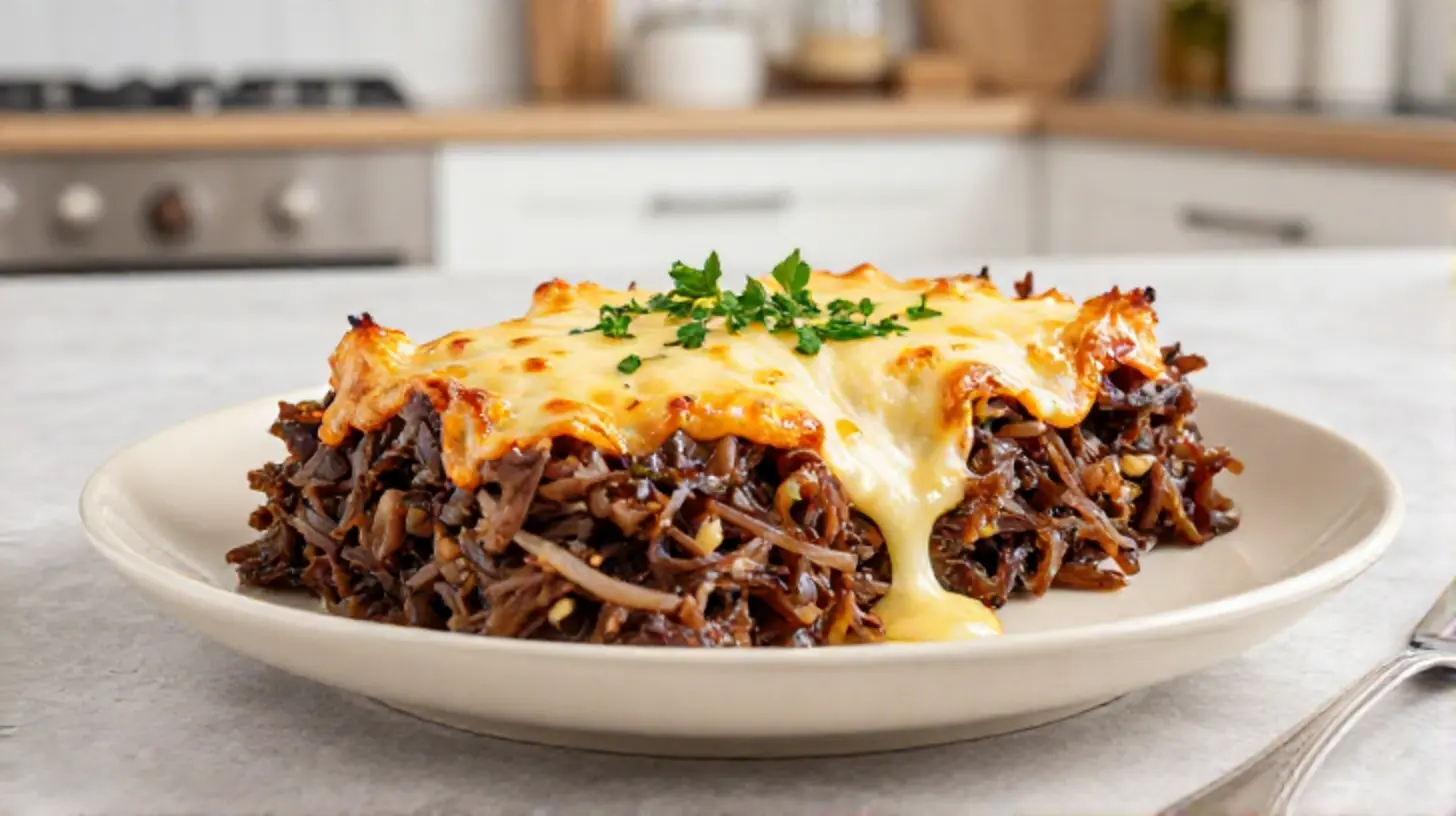 Leckerer Sauerkraut-Auflauf aus der Heißluftfritteuse, perfekt für ein herzhaftes Essen.