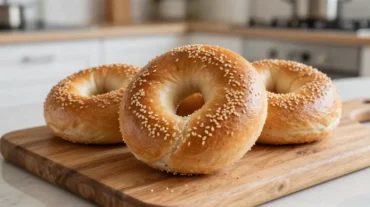Leckere selbstgemachte Bagels aus dem Airfryer mit goldbrauner Kruste.