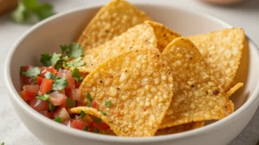 Krosse selbstgemachte Tortilla-Chips aus dem Airfryer für einen gesunden Snack.