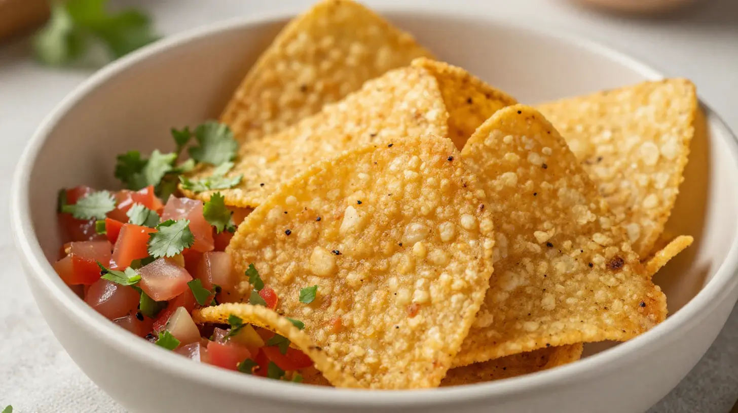 Krosse selbstgemachte Tortilla-Chips aus dem Airfryer für einen gesunden Snack.