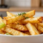 Leckere Sellerie-Pommes aus der Heißluftfritteuse, knusprig und gesund.