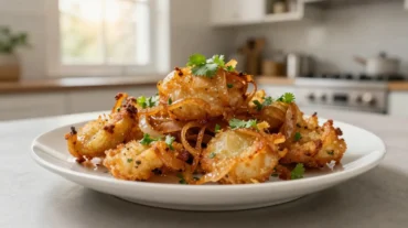 Knusprige Zwiebel-Bhaji aus der Heißluftfritteuse, perfekt für den Snack zwischendurch.