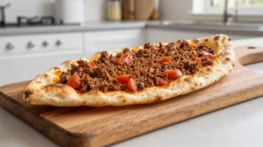 Lahmacun im Airfryer, knuspriger Teigbelag mit frischen Zutaten und feurigen Geschmäckern.