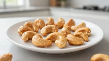 Leckere würzige Cashewkerne, frisch zubereitet im Airfryer für den perfekten Snack.
