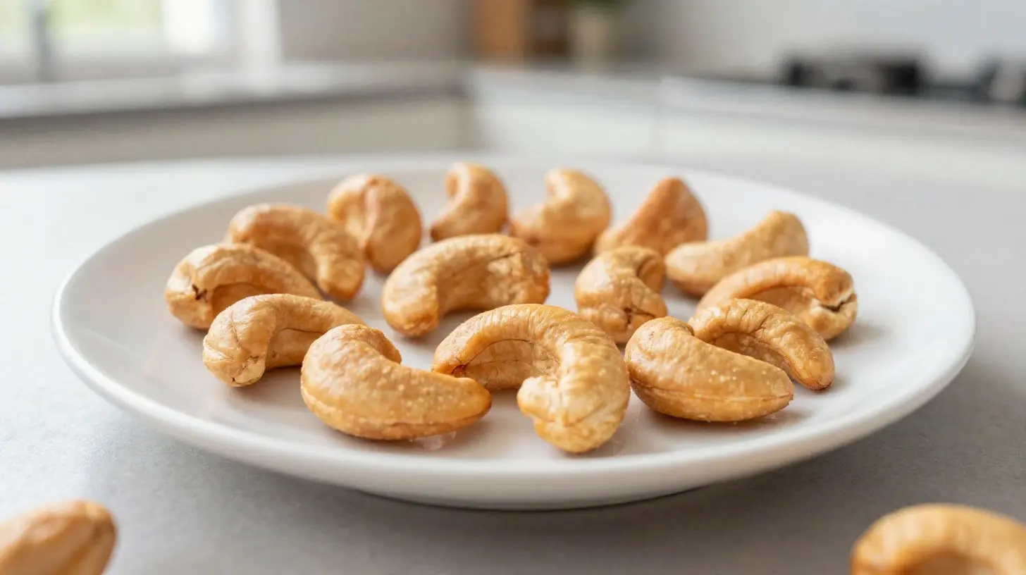 Leckere würzige Cashewkerne, frisch zubereitet im Airfryer für den perfekten Snack.
