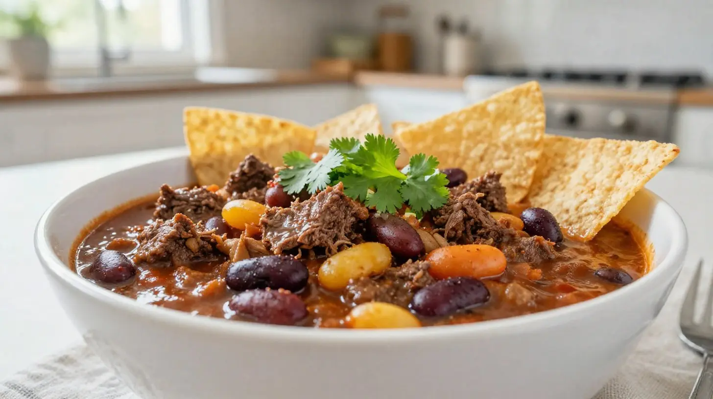Herzhaftes Chili con Carne aus der Heißluftfritteuse für ein schnelles Abendessen.