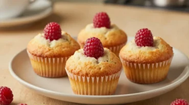 Leckere Himbeer-Muffins aus der Heißluftfritteuse, perfekt saftig und fruchtig.
