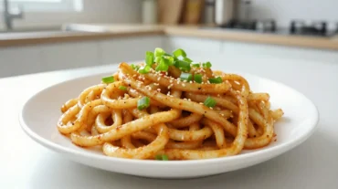 Leckere Udon Nudeln aus der Heißluftfritteuse für ein gesundes Erlebnis.
