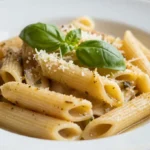 Cremige Fettuccine Alfredo aus der Heißluftfritteuse mit frischem Parmesan.