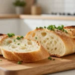 Leckeres Knoblauch-Baguette, perfekt zubereitet im Airfryer für einen knusprigen Snack.