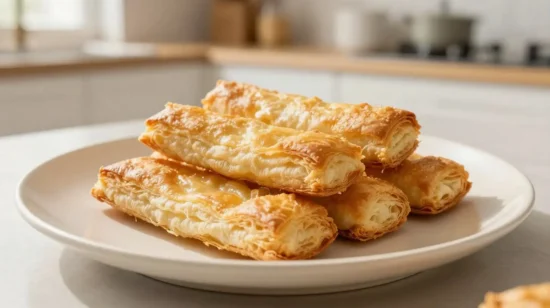 Leckere knusprige Blätterteigstangen aus der Heißluftfritteuse perfekt zum Snacken.