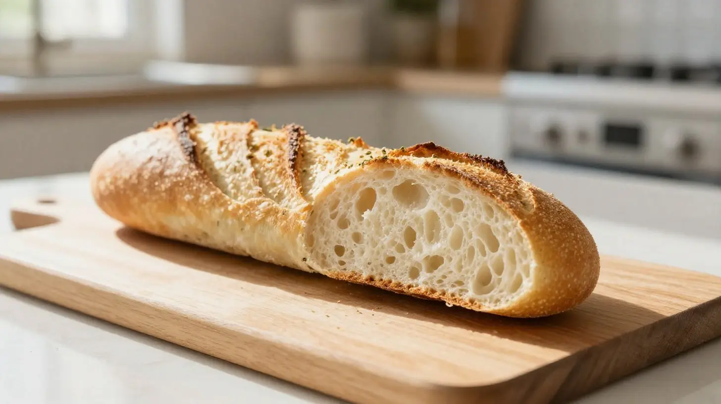 Leckeres Kräuterbaguette aus der Heißluftfritteuse, perfekt knusprig und aromatisch.