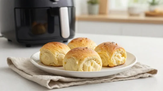 Luftige Milchbrötchen aus der Heißluftfritteuse, perfekt zum Frühstück oder als Snack.