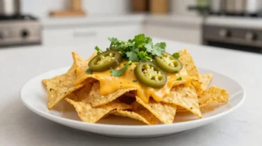 Leckere Nachos mit Käse aus dem Airfryer, perfekt für den Snack-Hunger.