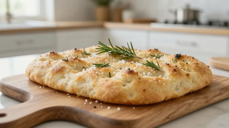 Leckere Oliven-Focaccia aus dem Airfryer mit knuspriger Kruste und saftigem Inneren.
