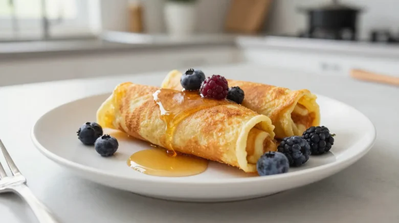 Leckere Palatschinken, die im Airfryer zubereitet werden, perfekt für ein schnelles Dessert.