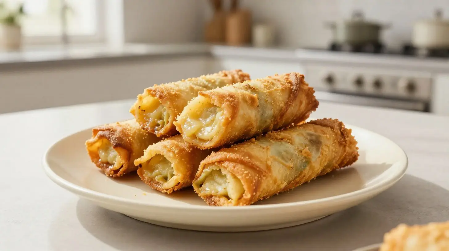 Knusprige Pizza-Rollen aus dem Airfryer mit köstlichem Käse und frischen Zutaten.