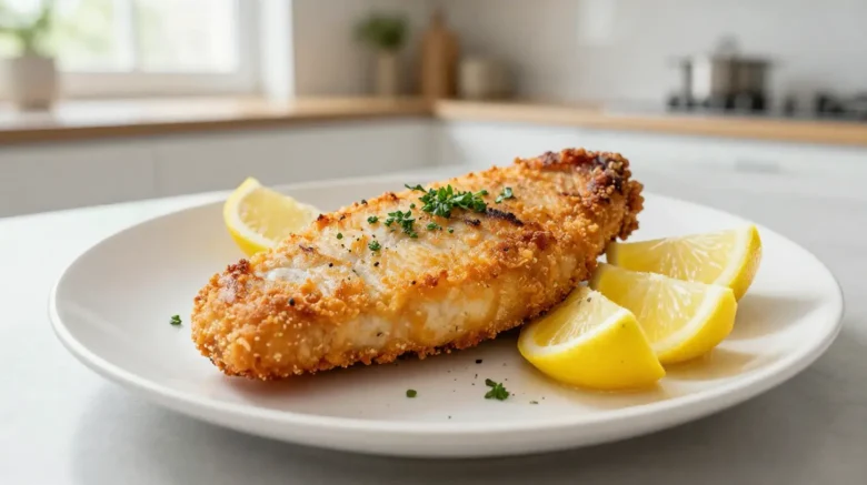 Saftiger Steinbeißer aus der Heißluftfritteuse mit perfekt knuspriger Außenseite.