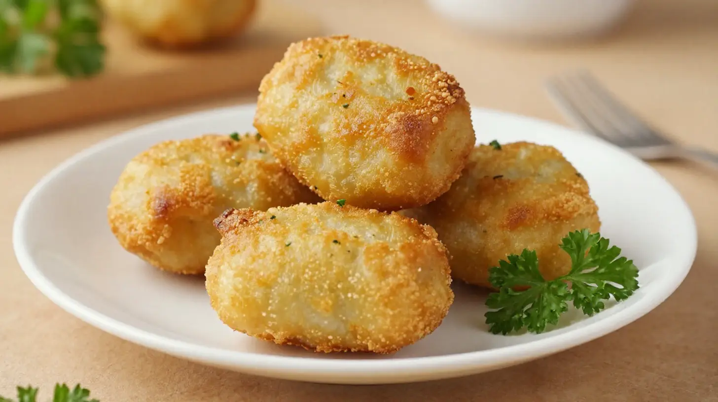 Luftige Thüringer Klöße, perfekt zubereitet im Airfryer für einen knusprigen Genuss.